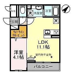 ディール川口 1LDKの間取図画像