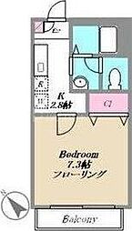 ソレイユ東山 1Kの間取図画像