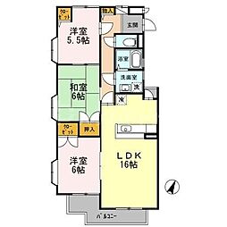 スカイ.ブリッジB 3LDKの間取図画像