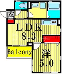 ラ・メールTK2 1LDKの間取図画像