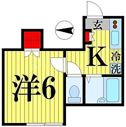 シティパル 1Kの間取図画像