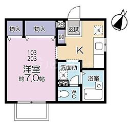 コンフォートA 1Kの間取図画像