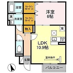 メゾンソレイユ朝日 1LDKの間取図画像