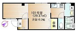 ブロード楠 1Kの間取図画像