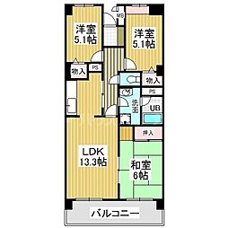 オークレイコート高松1 3LDKの間取図画像