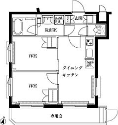 ルーブル蓮根弐番館 2DKの間取図画像