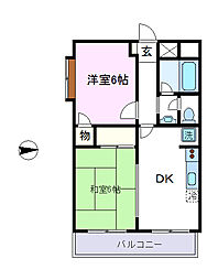 浜田山ダイカンプラザ 2DKの間取図画像