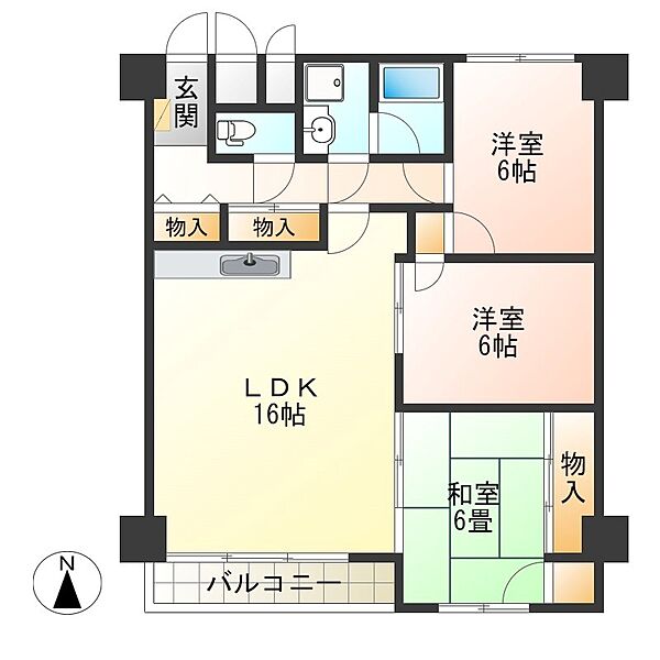 レジデンス　アザレア 104｜栃木県宇都宮市御幸ケ原町(賃貸マンション3LDK・1階・77.36㎡)の写真 その2