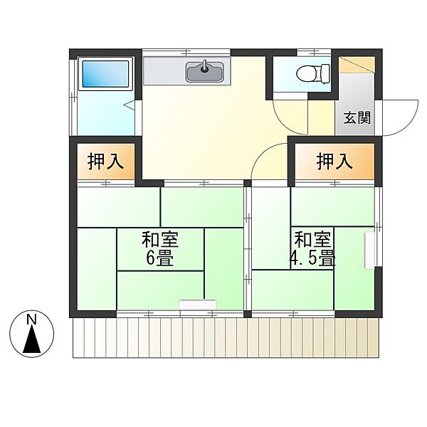 小屋松貸家3号棟 ｜栃木県宇都宮市宝木町２丁目(賃貸一戸建2K・--・34.78㎡)の写真 その2