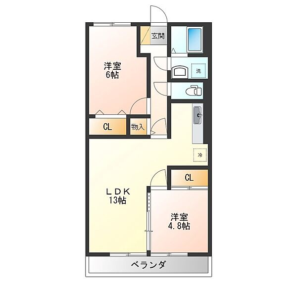 ヴァルトベルク II 206｜栃木県宇都宮市中今泉１丁目(賃貸マンション2LDK・2階・60.22㎡)の写真 その2