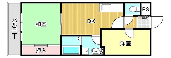 ダイアパレス白金 ｜福岡県福岡市中央区白金1丁目(賃貸マンション2DK・2階・44.65㎡)の写真 その2