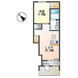 ブルーセレスト 1LDKの間取図画像