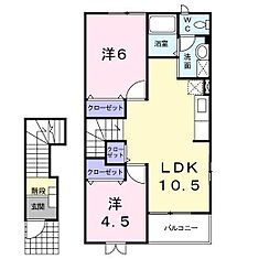 プリムヴェール 2LDKの間取図画像
