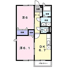 リッソ・ブレーヌ 2DKの間取図画像