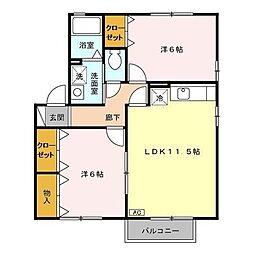 グレイスコートA 2LDKの間取図画像
