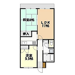 パレス扇 2LDKの間取図画像