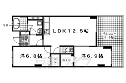 エバー・グリーン宇治 2LDKの間取図画像