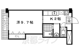 クィーンズコート久津川 1Kの間取図画像