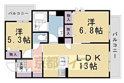 グランメゾン ヒラキ 2LDKの間取図画像