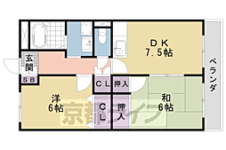 ケイズガーデン西大路 2DKの間取図画像