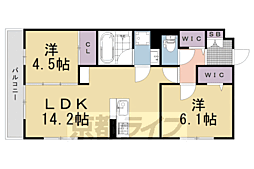 アレ・デ・フルール西向日駅前 A棟 2LDKの間取図画像