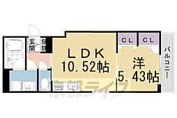 シャーメゾン北野白梅苑 1LDKの間取図画像