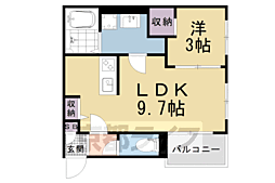 京都市山科区東野中井ノ上町アパート 1LDKの間取図画像