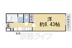 LaFiteOMIYA 1Kの間取図画像