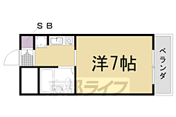 フロイデ東向日 1Kの間取図画像