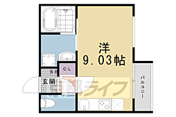 メステート京都九条庵 ワンルームの間取図画像