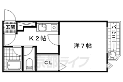 ハーミテージ安朱 1Kの間取図画像