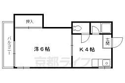 宝ハイツ 1Kの間取図画像