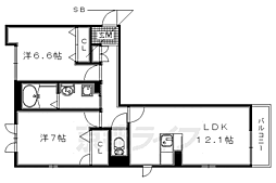 シャーメゾンハピネス弐番館 2LDKの間取図画像