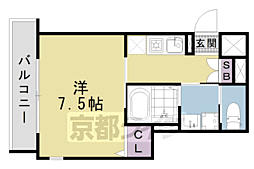 Espoir東寺 1Kの間取図画像