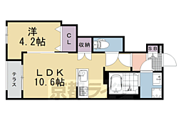 リュッカ友岡 1LDKの間取図画像