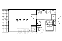 フラッティ堀川高辻 1Kの間取図画像