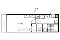 リエール紫野 1Kの間取図画像
