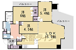 パラドール御所西グランデ 3LDKの間取図画像