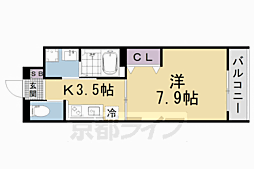 LEI CORT椥辻I 1Kの間取図画像