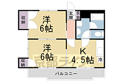 クレアコート精華 2DKの間取図画像