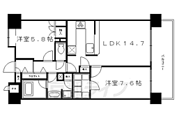 リーガル京都烏丸五条通り 2LDKの間取図画像