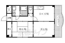 第二グレース安田 2DKの間取図画像