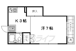 グリーンヒルズ 1Kの間取図画像