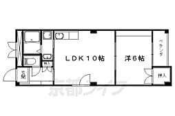 スカイコート勧修 1LDKの間取図画像