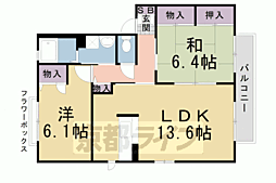 クレストタウン木津南F棟 2LDKの間取図画像