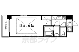グランコスモ出町柳 1Kの間取図画像