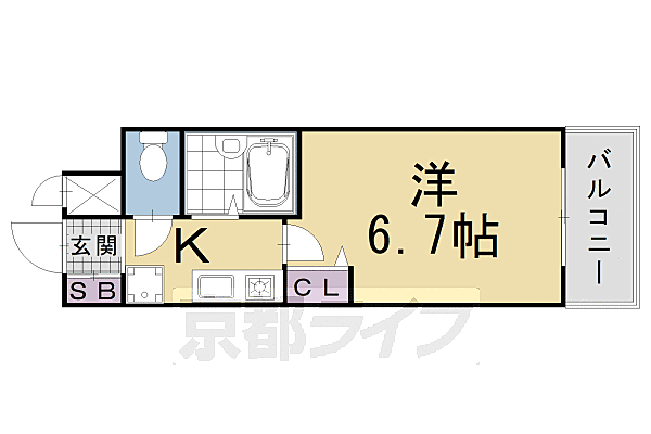 京都府京都市下京区麓町(賃貸マンション1K・5階・20.11㎡)の写真 その2