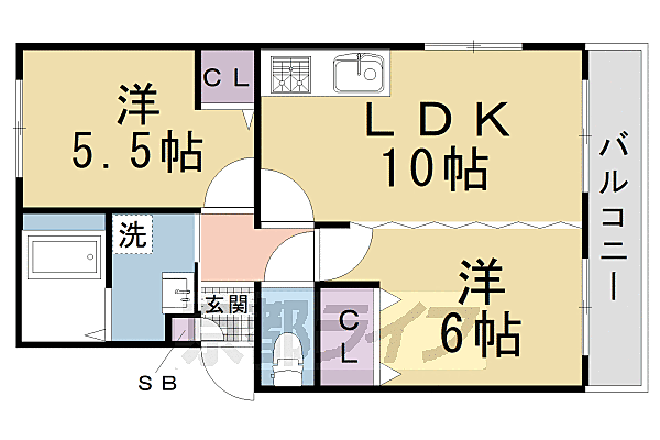 淀団地第一住宅 409｜京都府京都市伏見区納所町(賃貸マンション2LDK・4階・51.93㎡)の写真 その2