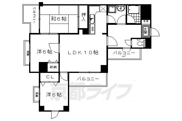 京都府京都市右京区常盤一ノ井町(賃貸マンション3LDK・4階・70.61㎡)の写真 その2