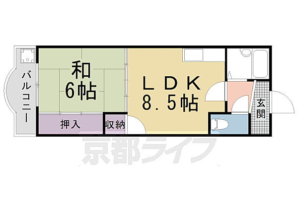 セレーノ塔南 205｜京都府京都市南区吉祥院前田町(賃貸マンション1LDK・2階・31.83㎡)の写真 その2